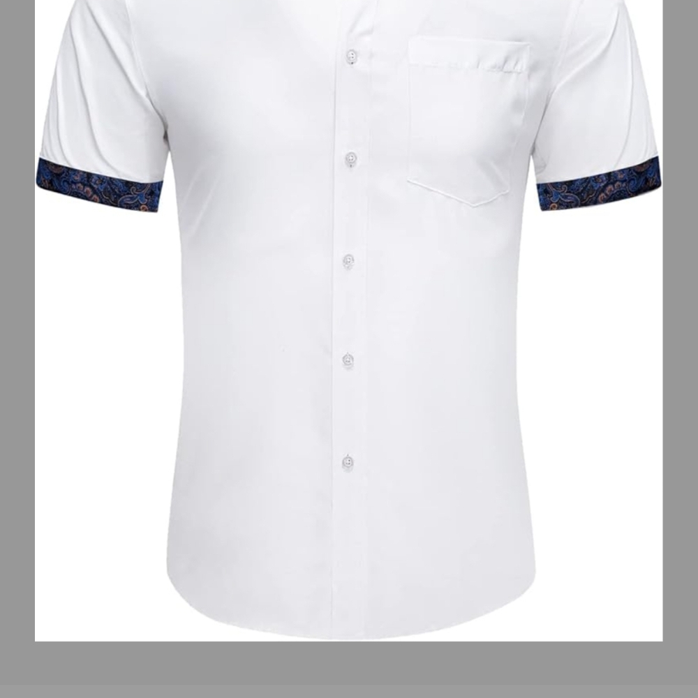 Men's Dibangu White Dress Shirt with Blue Accents, Size Small, NWT